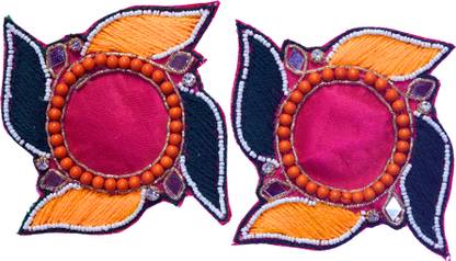 Craft Farm Clive Handcrafted Embroidered Swastik Patches with Beads Set of 2 Toran