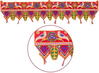 Jain life 8 Swastik Kapda Toran - Symbolic Fabric Door Hanging Toran