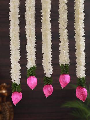 TIED RIBBONS Festival Decoration Hanging Mogra Garland with Lotus Buds for Door Toran