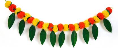 DigiRake Marigold & Mango Leaf Plastic Toran | Door Hanging | Decoration Items For Puja Toran