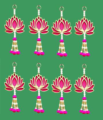 GRAYSEE 8Pcs Lotus Wall Door Hanging Bandanwar Latkan for Home Pooja Room Decor Diwali Toran