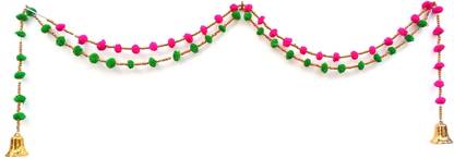 क्राफ्टवटिका CraftVatika Pom Pom String Hangings Latkans with Bells for Wall Door Home तोरन