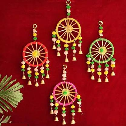 pithora Art of Rajasthan Pom Pom Wall Hanging for Home Decoration Colorful Toran