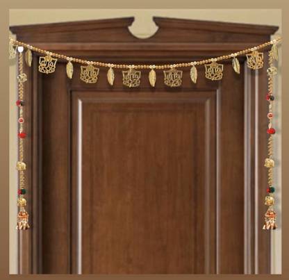 The Art Hub The Art Hub(Set of 2) Golden Jumar Toran & Golden Ganesha Leaf Toran (3 FT) Toran