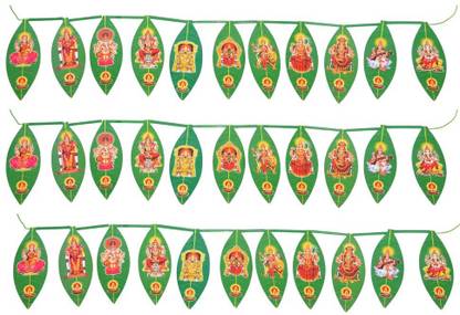 DigiRake Artificial Mango Leaf Thoran - Showcasing Multiple Indian God Photos (Pack of 3) Toran