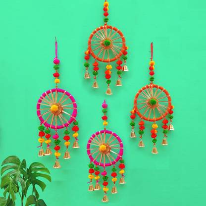 CraftVatika Handmade Wall Hanging Decorative Items for Diwali Home Wedding Function Pack of 4