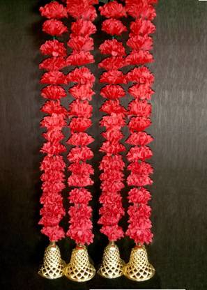Ananyo Srijon Handmade Artificial Flower & Bell L Lari / Toran / Door Hanging/ Puja room Toran