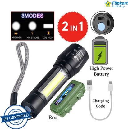 Flipkart SmartBuy Zoomable Waterproof Torchlight LED 2in1 3 Mode Waterproof Rechargeable LED Zoomable Metal 7w Torch