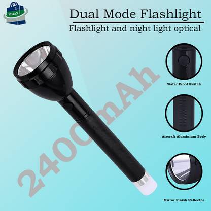 MHAX New 800metre range rechargeable 200 mAh battery Long range waterproof Torch Torch