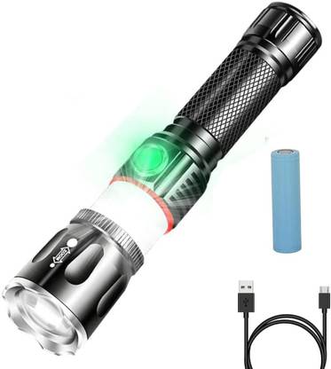DOCOSS 2 in 1 Torch Light Rechargeable Flashlight with Emergency Light Camping Light Torch