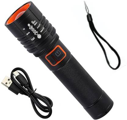 Apro High Power Rechargeable Type-C Chargeable Heavy duty 80W LED bright torch 5 hrs Torch Emergency Light