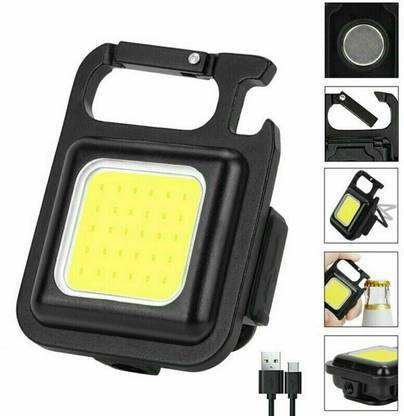 Care 4 LED COB Mini Flashlights Bright USB light with keychain Torch
