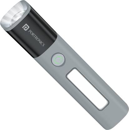 Portronics Eco Glow 2 Rechargeable Tactical LED Torch, Adjustable Focus & Side Panel Light Torch