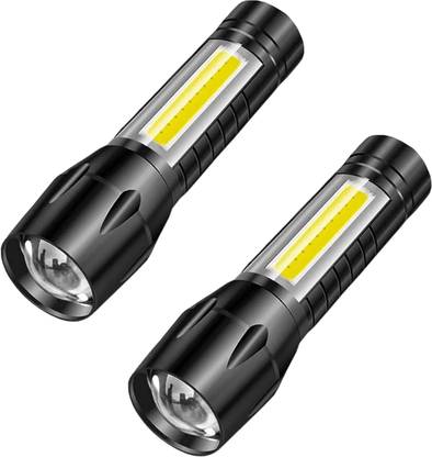 LAZYwindow Premium Quality Metal Mini Pocket Torch Light with Zoom In & Zoom Out Pack of 2 Torch