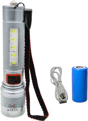 Waken Self Defence Torch with Seat Belt Cutter 5 Lighting Modes With Red-Blue Blinker Torch