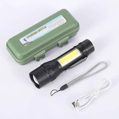 Pick Ur Needs Rechargeable Mini Emergency Flashlight With LED+COB Zoomable 3 Mode Light Torch