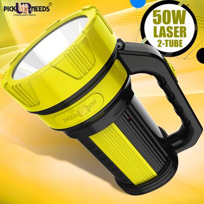 Pick Ur Needs Rechargeable 50W Long Range Search Light With 2 Mode Front + Side Tube Emergency Torch