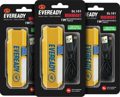 EVEREADY DL 101 Minimight, 1W + 2W Sidelight, Pocket-Friendly Hexagonal Design Torch