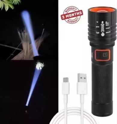 Zeno volt 035 Rechargeable Powerful Bright Black 5 Mode Torch Waterproof Long Focus Torch