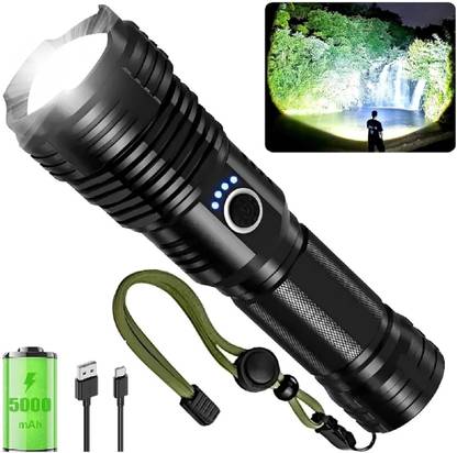CRENTILA 376(ZOOMABLE METAL TORCH)5 Modes Flashlight, Super Bright LED Light 100W Torch Torch