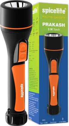 SPICELITE Prakash 5W LED Torch | Ultra Bright Flashlight | Best Gripping Experience Torch