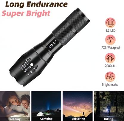 Zeus Volt Zoom able 5 Mode led-XML-T 650 Torch (Black : Rechargeable) t-650 5 hrs Torch Emergency Light