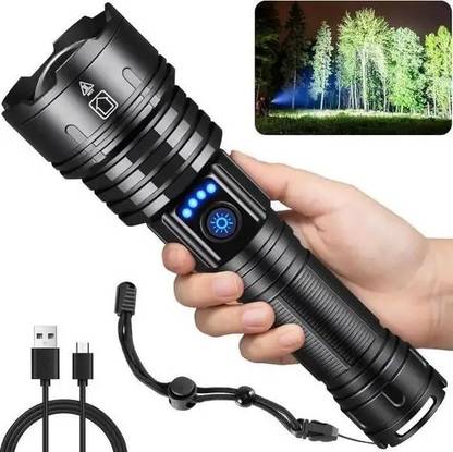 CRENTILA M983 Metal Zoomable 5 Mode Flashlight Torch Light & Type-C Cable Torch