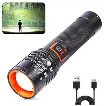 Zeno volt Metal LED Torch Flashlight, XML T6 Water Resistance 5Modes Adjustable Focus 5 hrs Torch Emergency Light