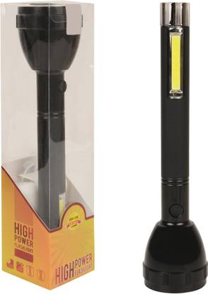 Care 4 JY 2080 Rechargeable Flashlight with 2 Steps Switch UV 18650 Lithium Battery Torch (Black : Rechargeable) WITH 3W COB + 5W MAIN TORCH Torch