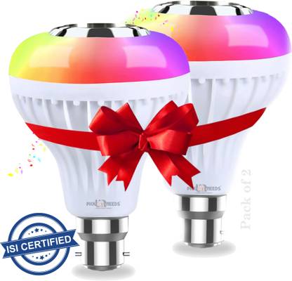 Pick Ur Needs Bluetooth Bulb Colourful Light Built-in Audio Speaker Music Player Pack Of 2 Torch