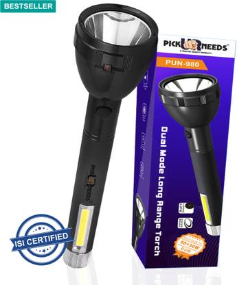 Pick Ur Needs 2 in 1 Lithium Battery Long Range Led torch Light Rechargeable with 2000mAh Battery Torch
