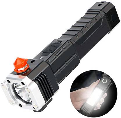 WRADER Portable Emergency Car Resue LED Torch, Hammer Flashlight Torch High Power Torch