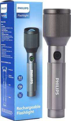 PHILIPS Aircraft Aluminium Alloy, Zoom LED Flashlight – 1000 lm, 2000mAh, SFL2142/56 Torch