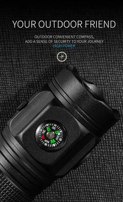 GLOWISH MINI POWERFUL CAMPING ADVENTURE FLASHLIGHT WITH INBUILT COMPASS,HAMMER,CUTTER Torch
