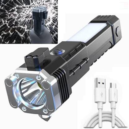 DEGNO Led torch light with hammer mobile power bank belt cutter long range battery Torch
