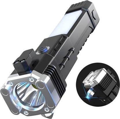 Dyzo LED Torch with Power Bank, Safety Hammer, Belt Cutter & Long-Lasting Battery Torch
