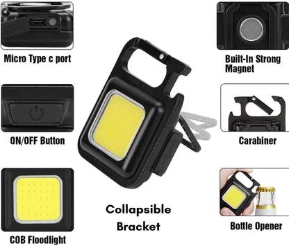 MHAX Keychain Led Light with_Bottle Opener, Magnetic Base_and Folding Torch