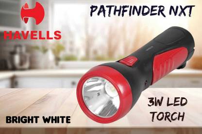 HAVELLS 3W LED TORCH PATHFINDER NXT~Bright White~Long Range~Maintenance Free [ 450 MAH ] Torch