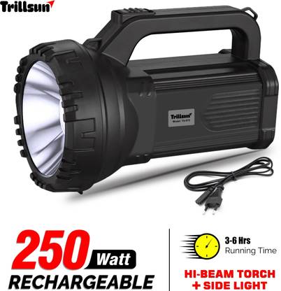 Trillsun Powerfull Long Range 250W Laser LED Search Light + Hi-Bright Tube Chargeable Torch