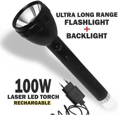 Dazzel Flex Rechargeable 2 In 1 Torch Light Battery 2000mAh Flash With Back Light Torch