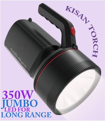 shoptric 350w brightest 4 mode jumbo blinker led kisan torch for 4 km long range laser 24 hrs Torch Emergency Light