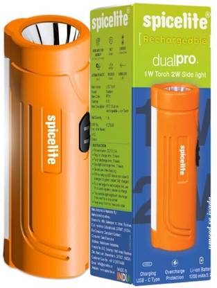 SPICELITE Dual Pro Dual Sided Rechargeable Torch Light - High Power Pocket Size Torch