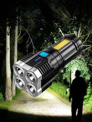 DEGNO 4 in 1 Torch with Battery Indicator rechargeable High Power Long Range batery Torch