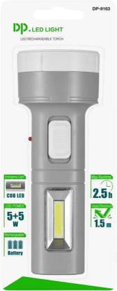 Dp 9163 (RECHARGEABLE LED TORCH) With Built-in 5W Emergency light + 5WTorch Torch