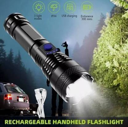 Dazzel Flex M035 (ZOOMABLE Metal Torch) 5 Modes Flashlight, Super Bright 10W Light LED Torch