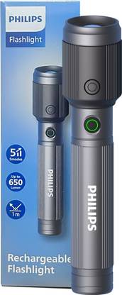 PHILIPS Aircraft Aluminium Alloy, Zoom LED Flashlight – 650 lm, 1200mAh, SFL2141/56 Torch