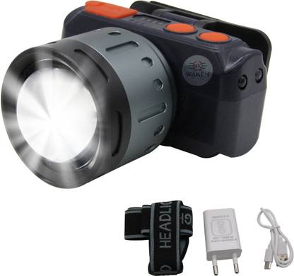 Waken Bright Head Mount Torch Zoom Waterproof Rechargeable Handsfree IR Sensor Torch