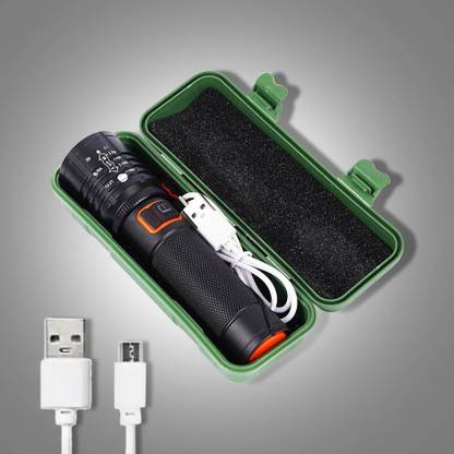 Zeno volt 035 Zoomable LED Metal Troch 4 Modes Flashlight, Super Bright Cree T6 LED Light 4 hrs Torch Emergency Light