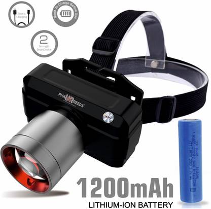 Daily Needs Shop Emergency Rechargeable Laser Zoomable 200W LED Head Lamp Light 1200mAh Battery Torch