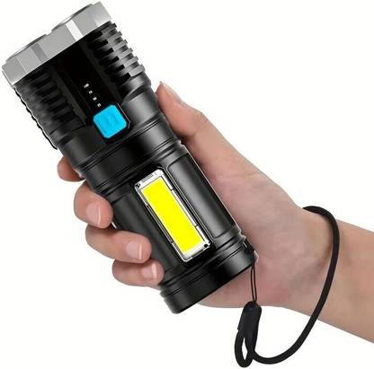 DEGNO 4 in 1 Led Torch USB Charge with battery Indicator High Power Long range 5 hrs Torch Emergency Light